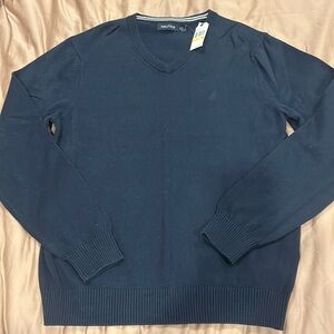 Men’s V-Neck Sweater Nautica Navy Size MediumSoft Winter Pullover